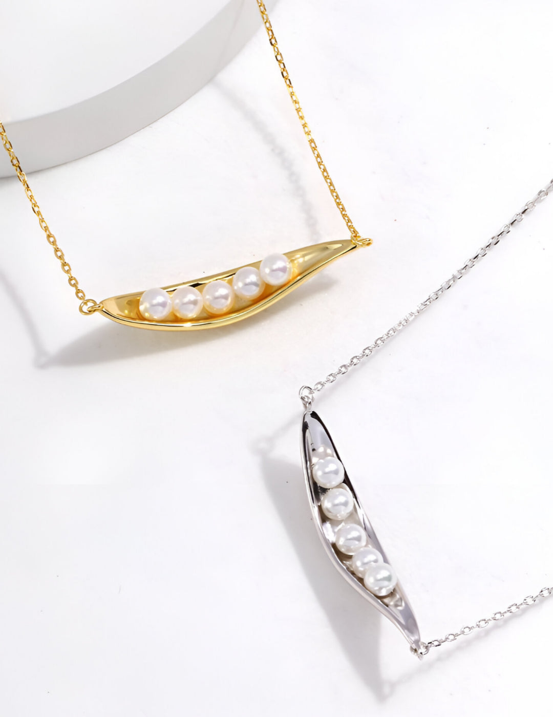 Boat-Inspired Necklace with Lustrous Pearls - S925 Sterling Silver with 18K Gold Vermeil - Pearl Luminance - Feel the gentle ocean breeze with every wear