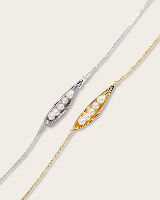 Boat-Inspired Necklace with Lustrous Pearls - S925 Sterling Silver with 18K Gold Vermeil  - Pearl Luminance - Feel the gentle ocean breeze with every wear