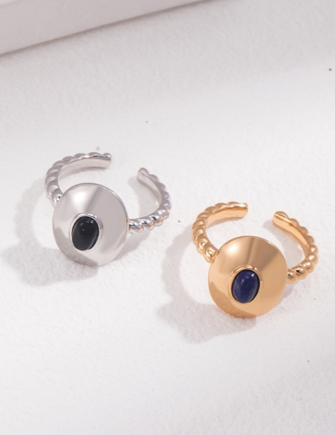 Whimsical Gemstone Ring - minimalist - vintage high-end pure gemstone adjustable ring - S925 sterling pure silver with 18K Gold Vermeil  - sparkle with sophistication with quiet luxury