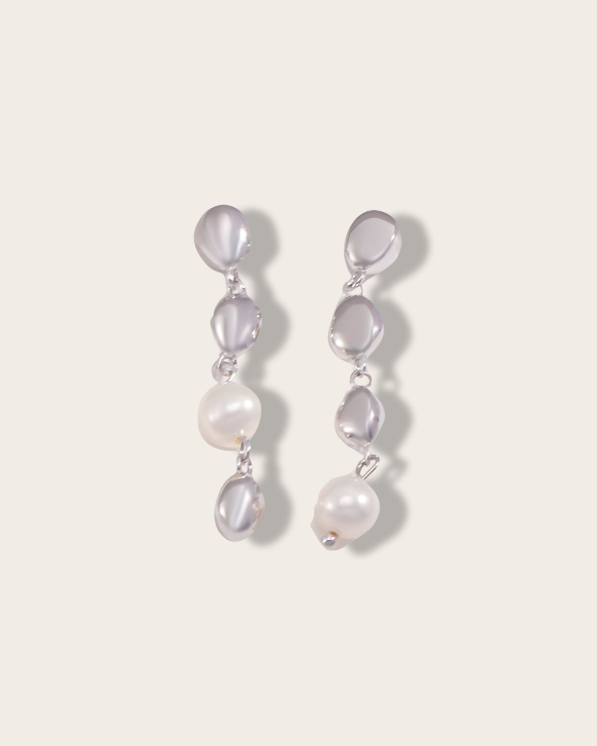 A symbol of interconnected beauty and harmonious rhythm elegance earrings - S925 Sterling Silver with 18K Gold Vermeil- Pearl Luminance -  timeless design and impeccable craftsmanship