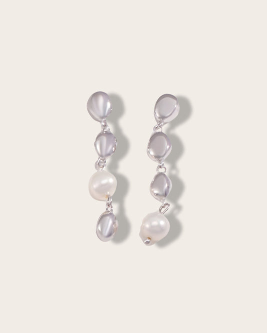 A symbol of interconnected beauty and harmonious rhythm elegance earrings - S925 Sterling Silver with 18K Gold Vermeil- Pearl Luminance -  timeless design and impeccable craftsmanship