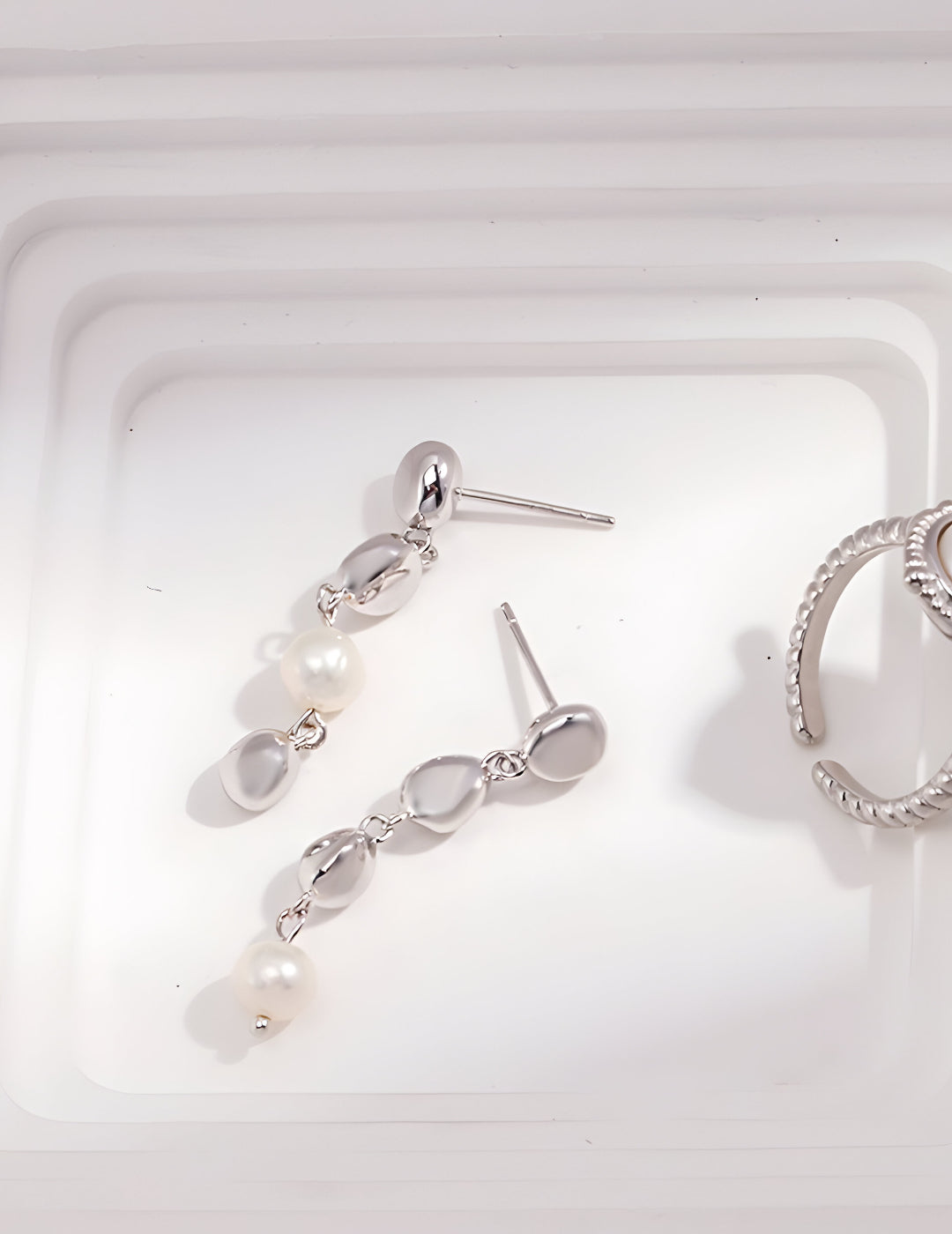 A symbol of interconnected beauty and harmonious rhythm elegance earrings - S925 Sterling Silver with 18K Gold Vermeil- Pearl Luminance -  timeless design and impeccable craftsmanship