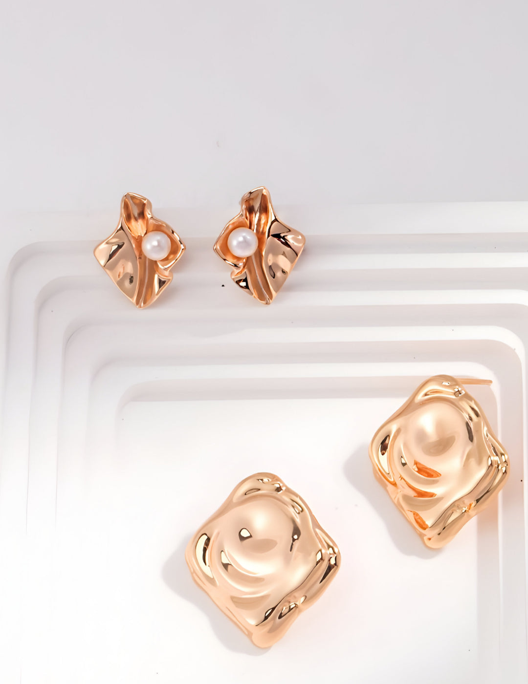 Wave-Inspired Organic Pearl Earrings - S925 Sterling Silver with 18K Gold Vermeil Earrings -  Pearl Luminance - Reflecting the enchanting allure of the ocean - organic beauty of the sea