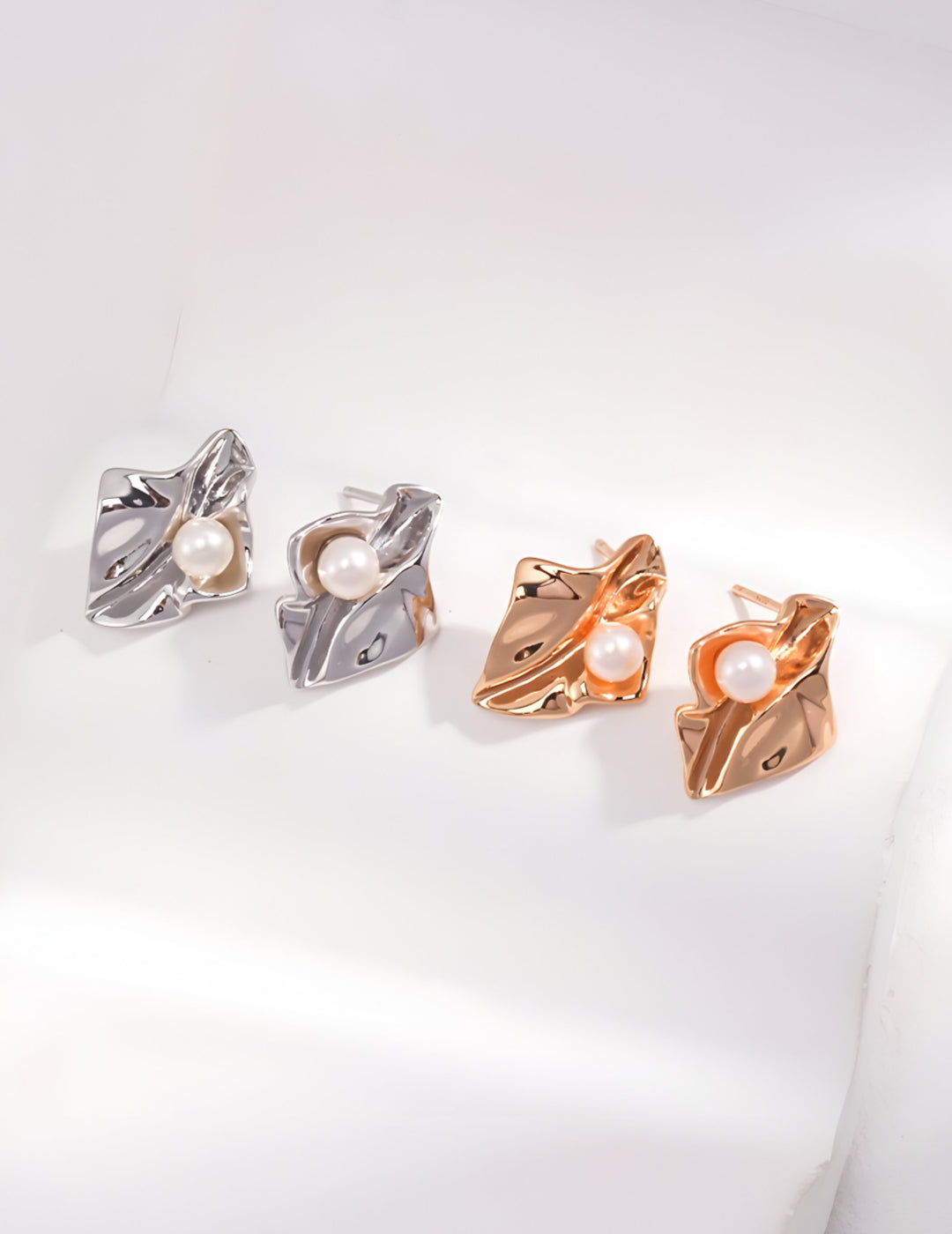 Wave-Inspired Organic Pearl Earrings - S925 Sterling Silver with 18K Gold Vermeil Earrings -  Pearl Luminance - Reflecting the enchanting allure of the ocean - organic beauty of the sea