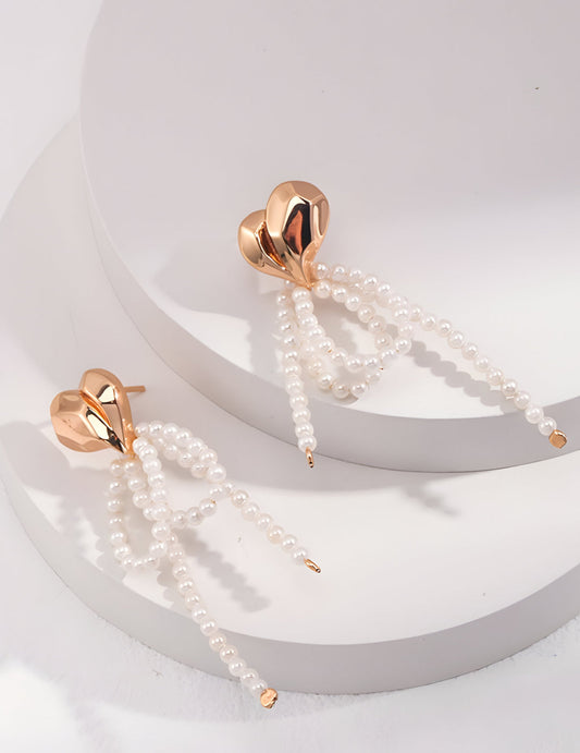 Allure of Pearl Luminance Earrings -  S925 Sterling Silver with 18K Gold Vermeil-  Lustrous and Lively Earrings