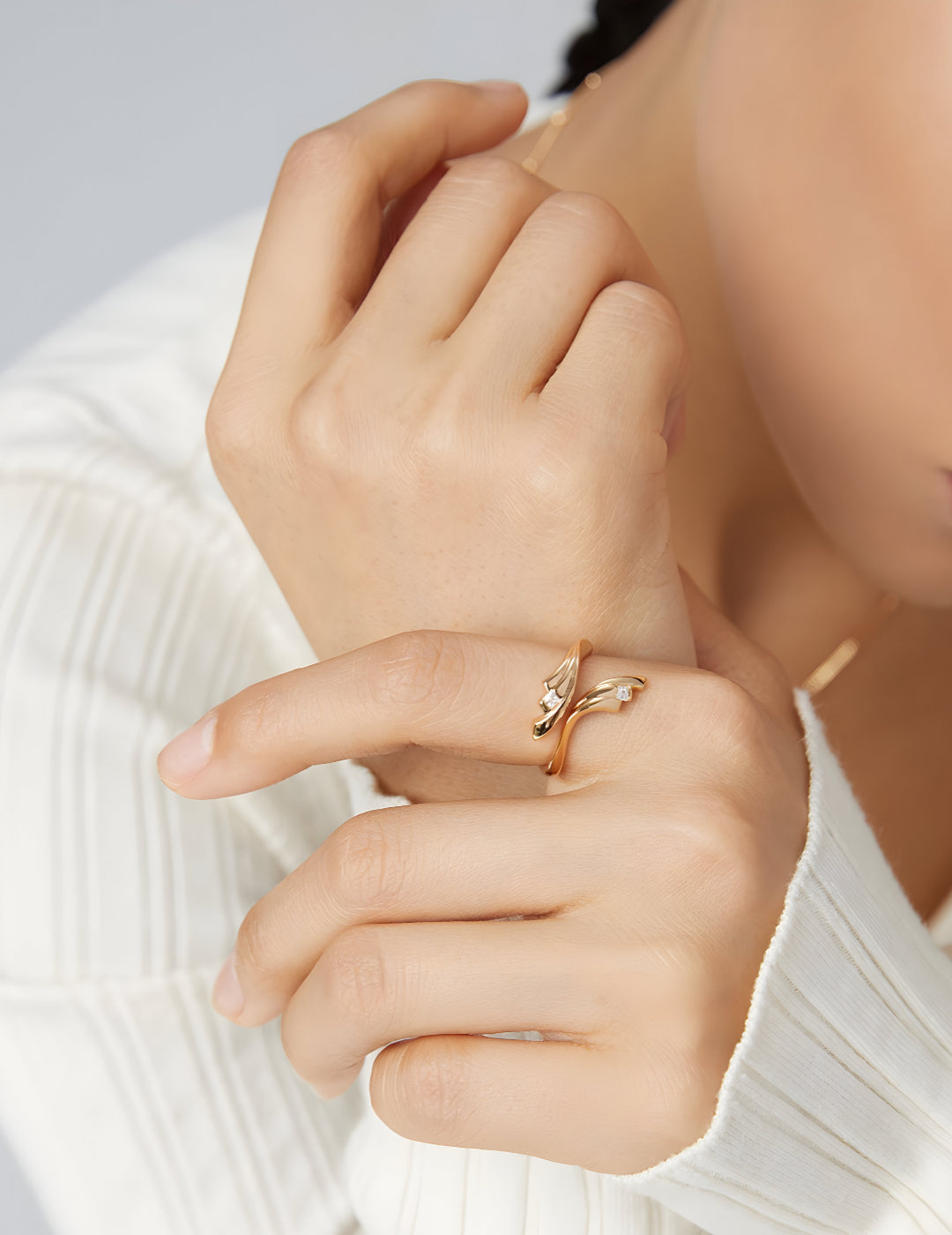 Interwoven Elegance Ring - Zircon Gold and Silver Ring - S925 Sterling Silver with 18K Gold Vermeil Ring - a symbol of grace and ethereal beauty
