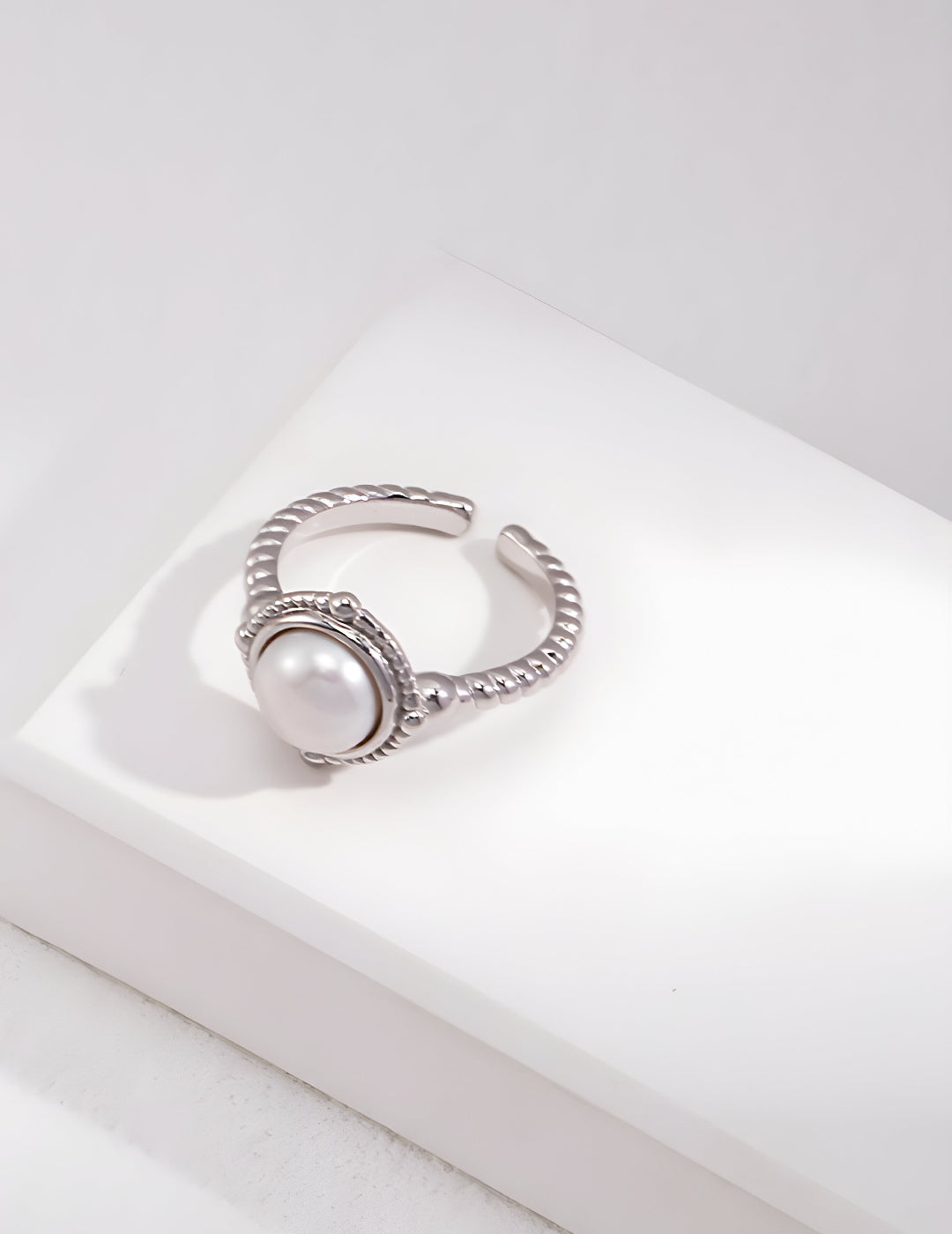 Timeless Elegance Pearl Ring - S925 Sterling Silver with 18K Gold Vermeil  - exudes vintage charm and classic design