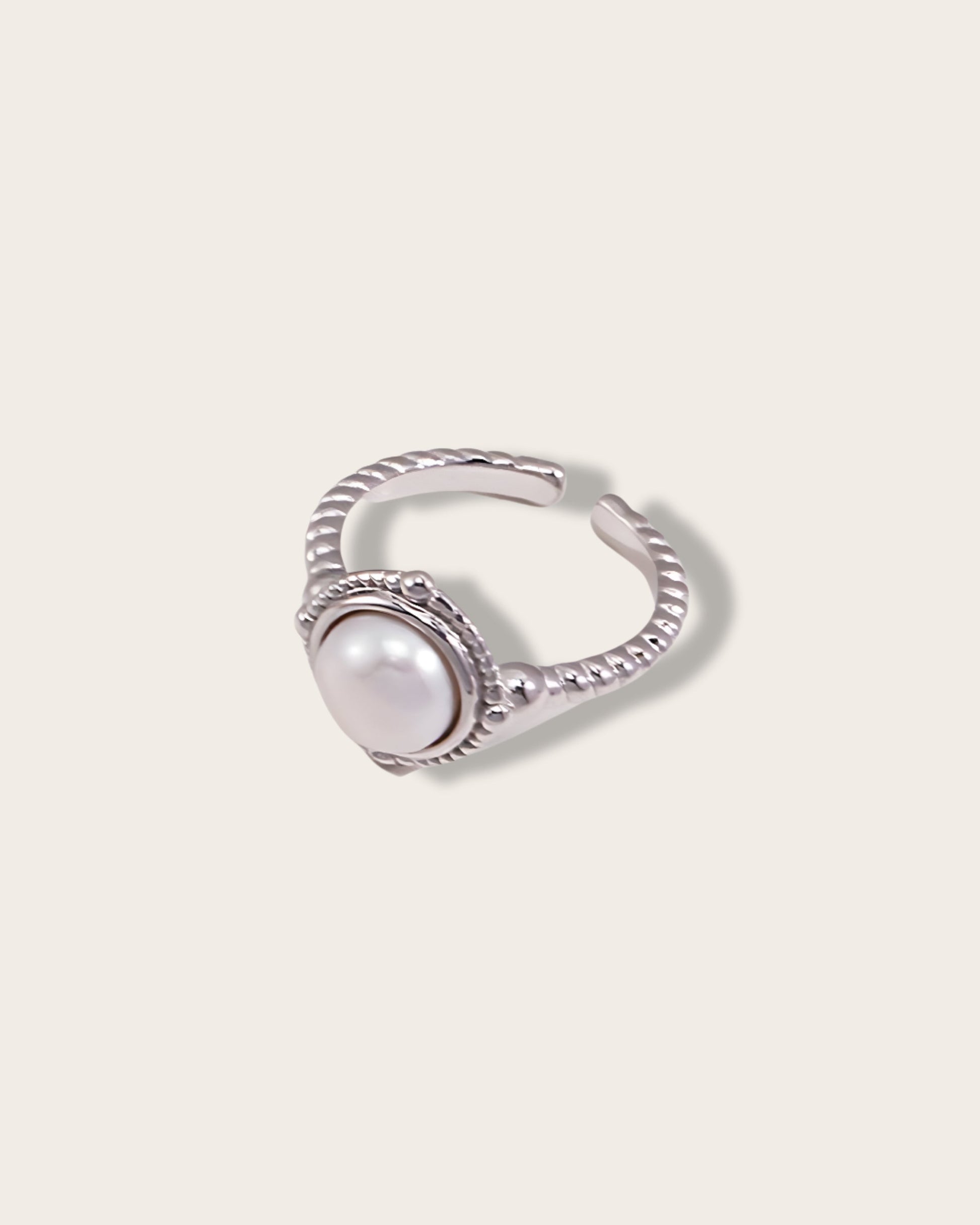 Timeless Elegance Pearl Ring - S925 Sterling Silver with 18K Gold Vermeil  - exudes vintage charm and classic design