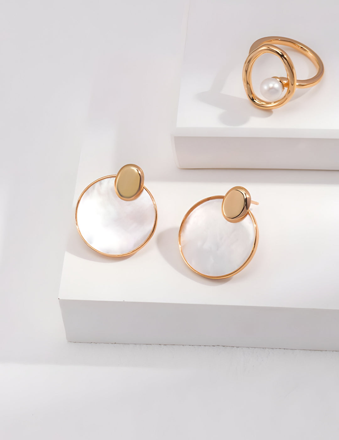 Adaptable Elegance - Stud and Earrings - S925 Sterling Silver with 18K Gold Vermeil Earrings - simple and elegant design