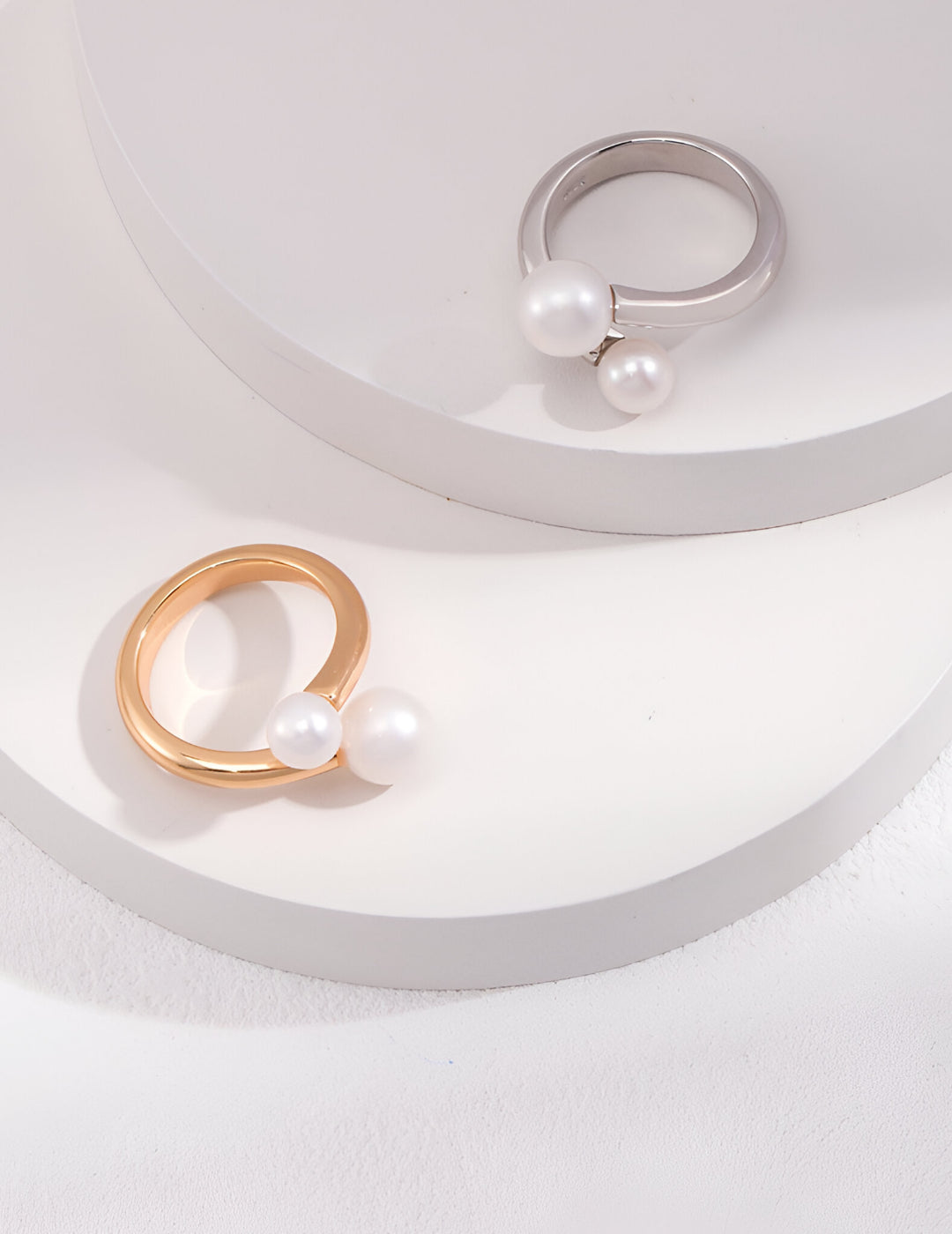 Sterling Silver Pearl Ring - Pearl Luminance Gold Ring - S925 Sterling Silver with 18K Gold Vermeil  Ring - Elevate any outfit and add a touch of sophistication