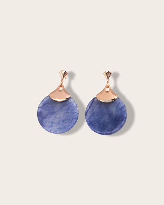 Serenity in Blue - Sterling Silver Dongling Jade Earrings - S925 sterling pure silver - 18K Gold Vermeil