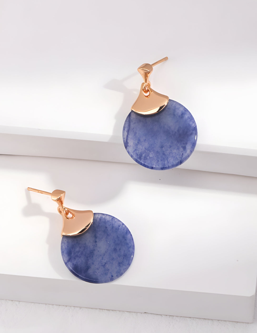Serenity in Blue - Sterling Silver Dongling Jade Earrings - S925 sterling pure silver - 18K Gold Vermeil
