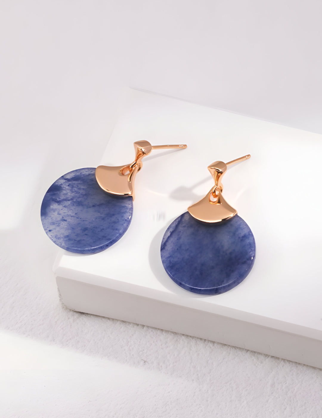Serenity in Blue - Sterling Silver Dongling Jade Earrings - S925 sterling pure silver - 18K Gold Vermeil