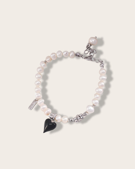 Black Heart Pearl Bracelet - S925 sterling pure silver luminous beauty of high quality natural pearls radiate elegance and grace, enchanting all who behold them