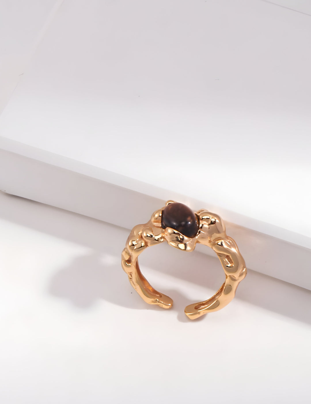 Luxe Ring - S925 sterling pure silver - 18K Gold Vermeil- Pearl Luminance - adorned with majestic Tiger's Eye gemstones that capture every gaze - Elevate your style with a touch of exotic allure. Embrace beauty and confidence, effortlessly