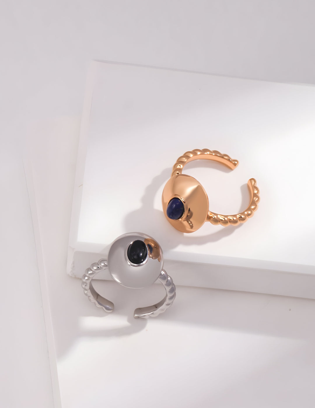 Whimsical Gemstone Ring - minimalist - vintage high-end pure gemstone adjustable ring - S925 sterling pure silver with 18K Gold Vermeil  - sparkle with sophistication with quiet luxury