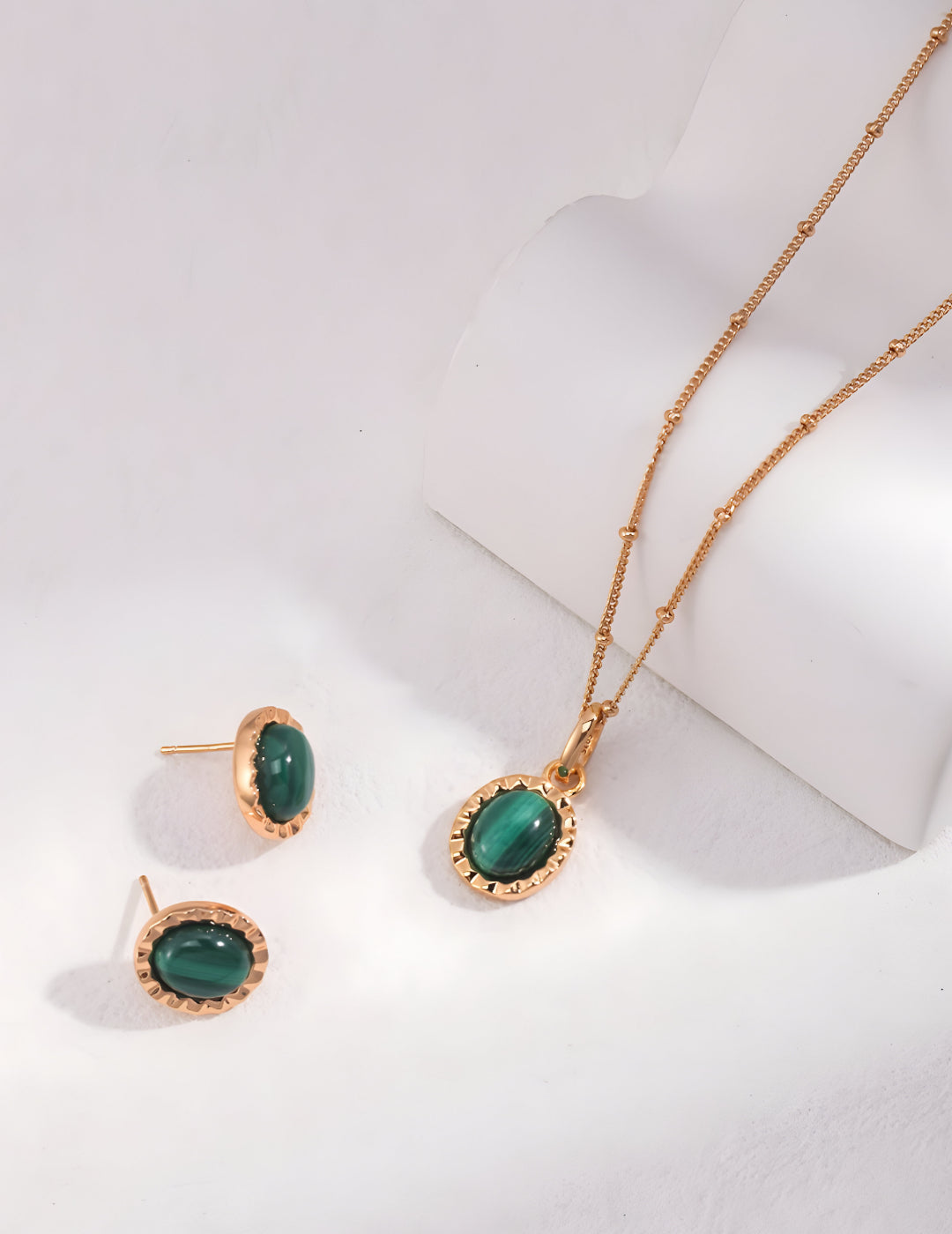Natural Malachite Gemstone Earrings - Connected with nature and the heart chakra - Symbolizing renewal and revitalization- S925 Sterling Silver with 18K Gold Vermeil - Experience a deep sense of love, compassion, and emotional healing