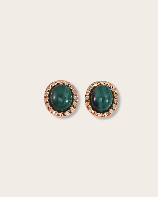 Natural Malachite Gemstone Earrings - Connected with nature and the heart chakra - Symbolizing renewal and revitalization- S925 Sterling Silver with 18K Gold Vermeil - Experience a deep sense of love, compassion, and emotional healing