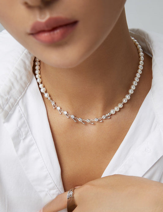 Pearlescent Opulence Shimmer Necklace, a true embodiment of elegance - Delight in its iridescent glow, oozing sophistication - Elevate your style and radiate charm effortlessly -  S925 Sterling Silver with 18K Gold Vermeil - Pearl Luminance  - The epitome of elegance and luxury