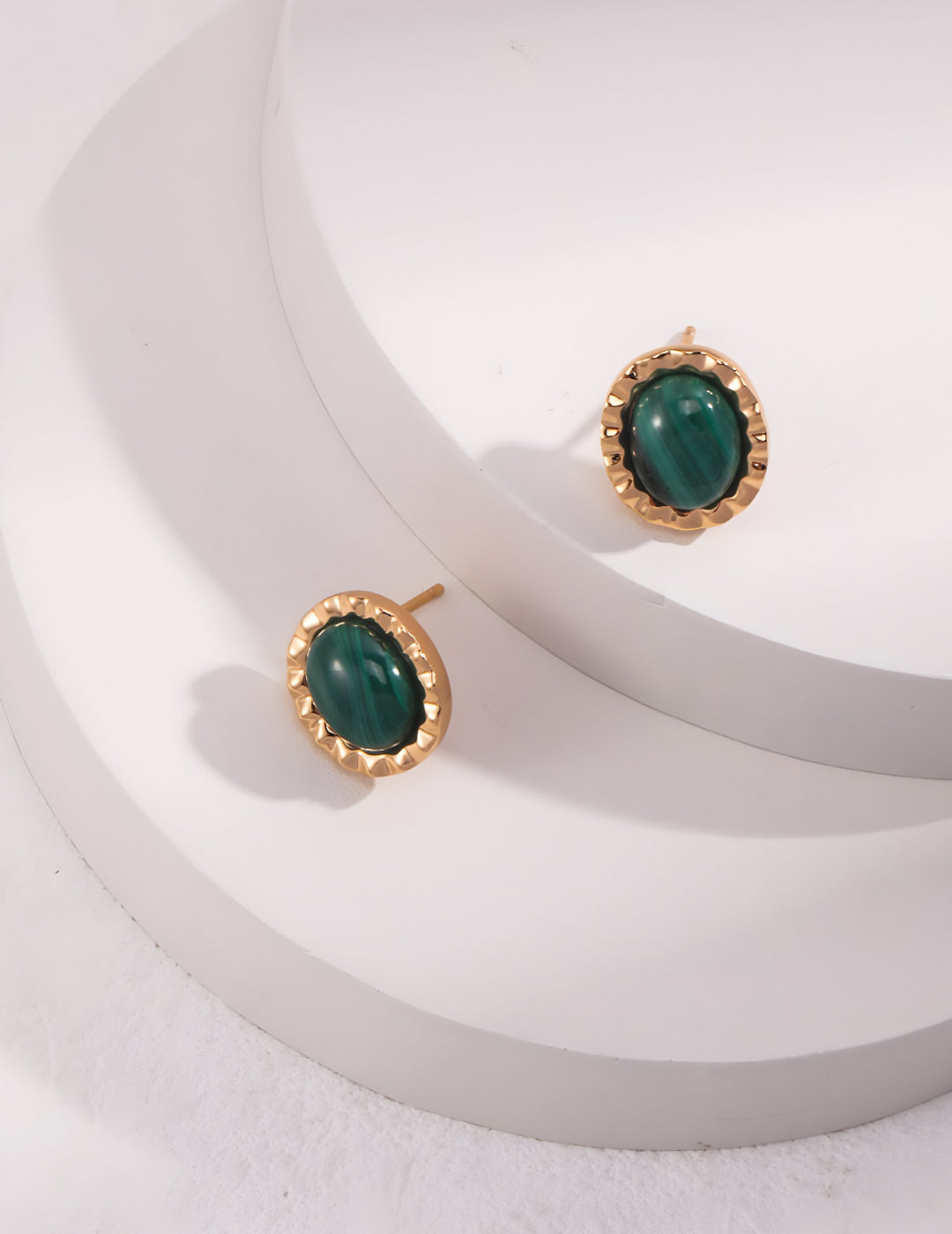 Natural Malachite Gemstone Earrings - Connected with nature and the heart chakra - Symbolizing renewal and revitalization- S925 Sterling Silver with 18K Gold Vermeil - Experience a deep sense of love, compassion, and emotional healing