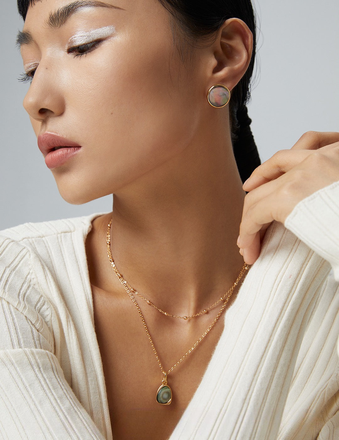 Pinctada Margaritifera Pearl Necklace -Black Pearl - S925 Sterling Silver with 18K Gold Vermeil - Pearl Luminance