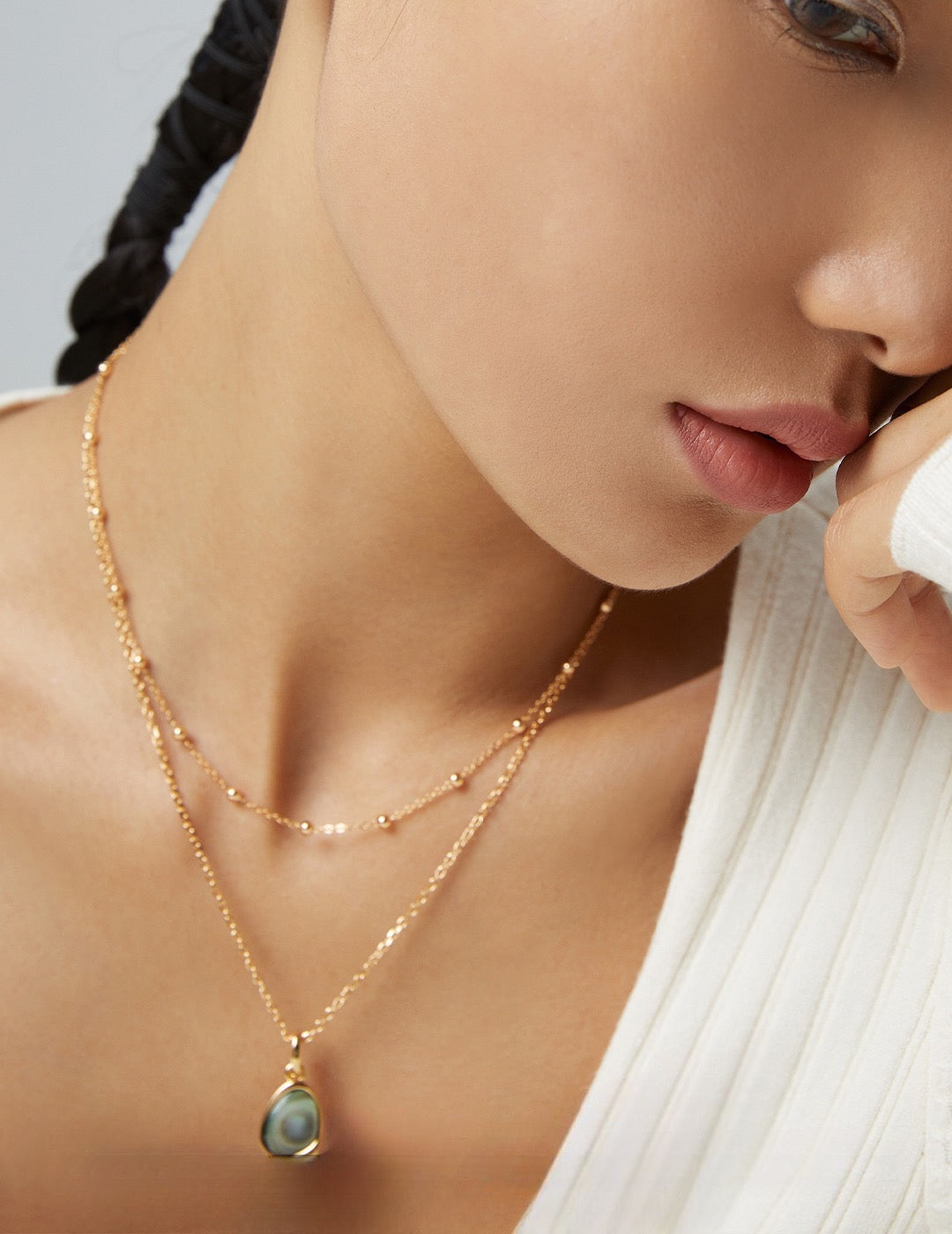 Pinctada Margaritifera Pearl Necklace -Black Pearl - S925 Sterling Silver with 18K Gold Vermeil - Pearl Luminance