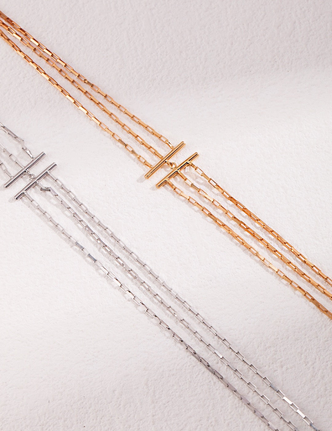 A Harmonious Ensemble - Triple Necklace Ensemble - S925 Sterling Silver with 18K Gold Vermeil - an exquisite ensemble that epitomizes elegance and harmony - the perfect addition to complete any outfit