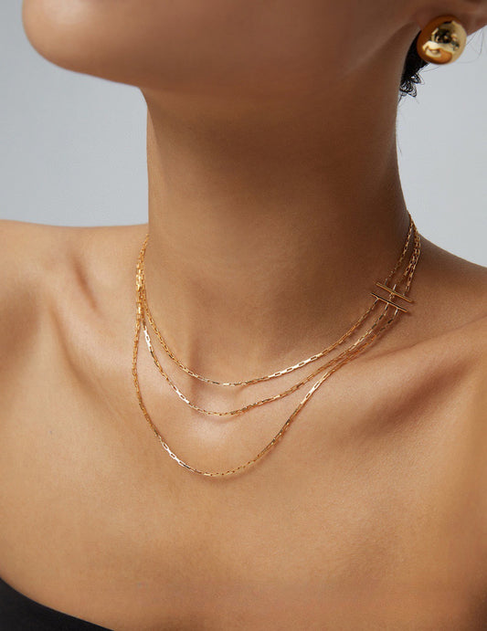 A Harmonious Ensemble - Triple Necklace Ensemble - S925 Sterling Silver with 18K Gold Vermeil - an exquisite ensemble that epitomizes elegance and harmony - the perfect addition to complete any outfit