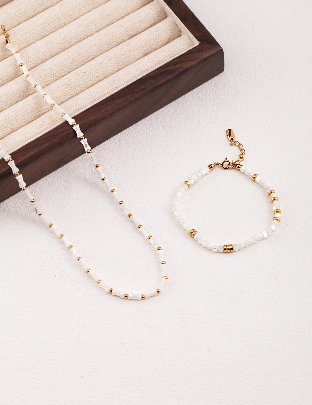 Bamboo Knot Pearl Necklace - S925 Sterling Silver with 18K Gold Vermeil - Pearl Luminance - Graceful Orchid elegance