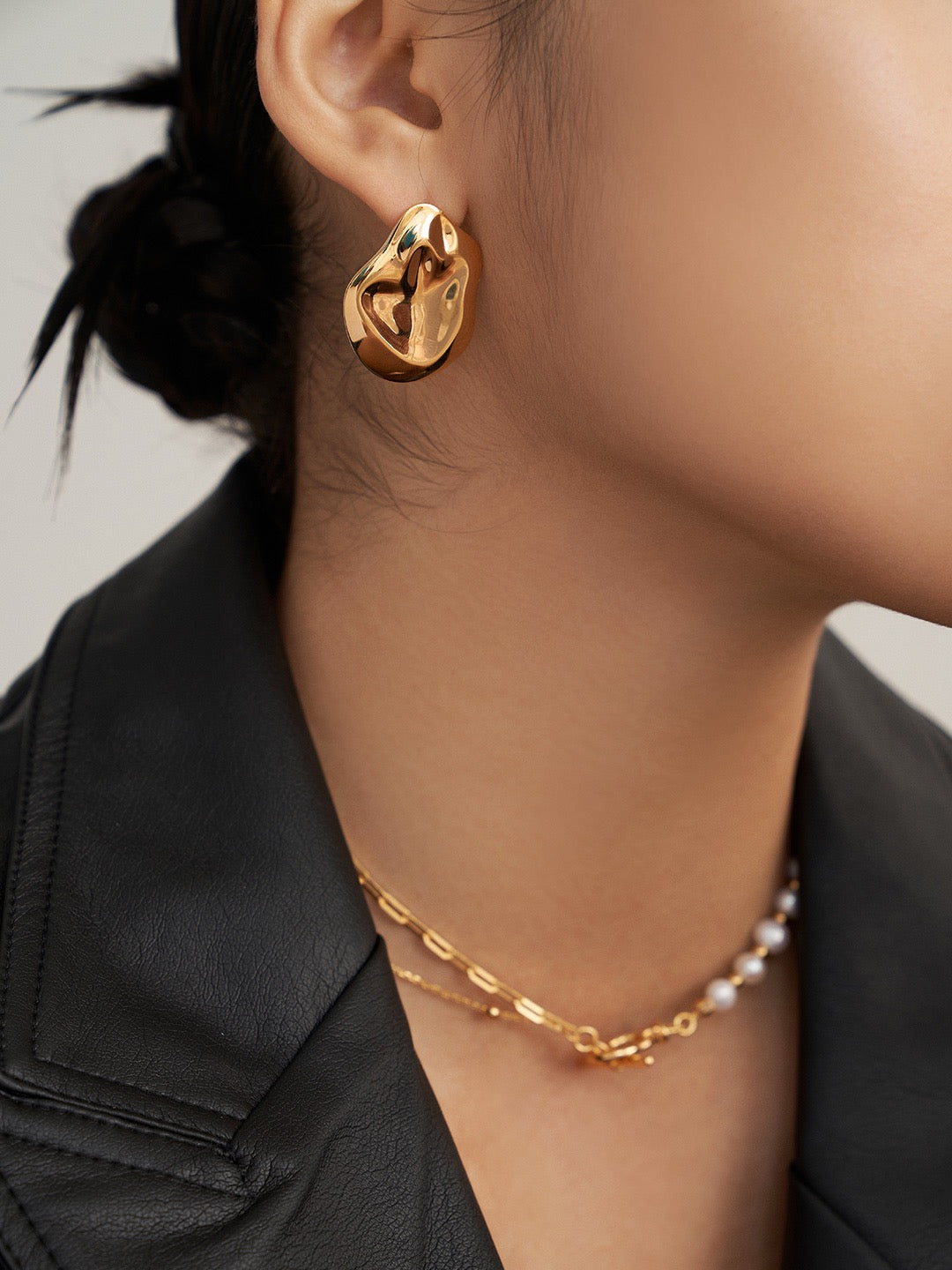Earrings showcase a striking negative vs positive space design - Elevate your style with Balance in Asymmetry Earrings and embrace the art of unconventional elegance  - S925 Sterling Silver
