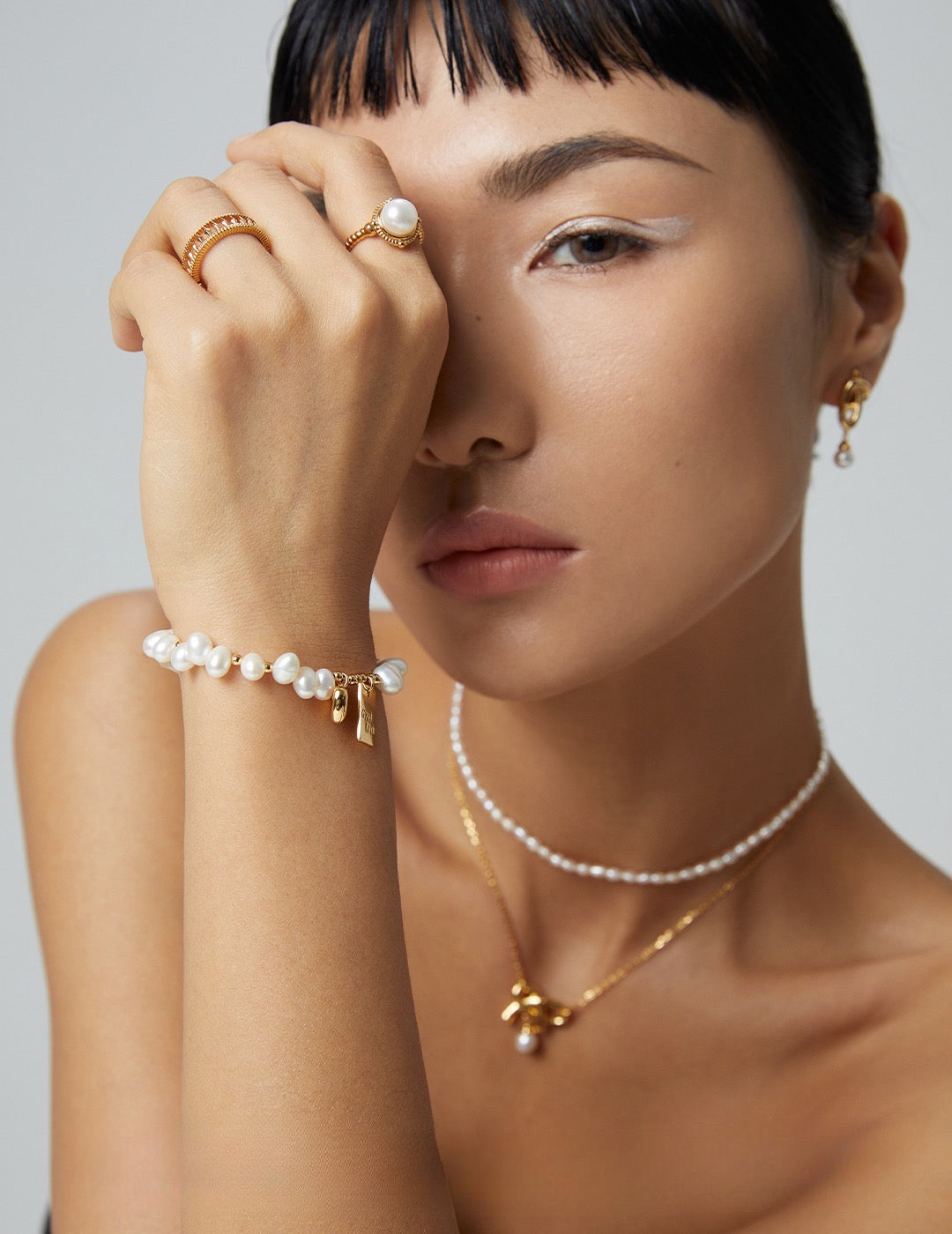 Pearl Bracelet for good fortune - S925 Sterling Silver with18K Gold Vermeil - Pearl Luminance - Embrace luck on your wrist with intricately designed charms that make everyday magical
