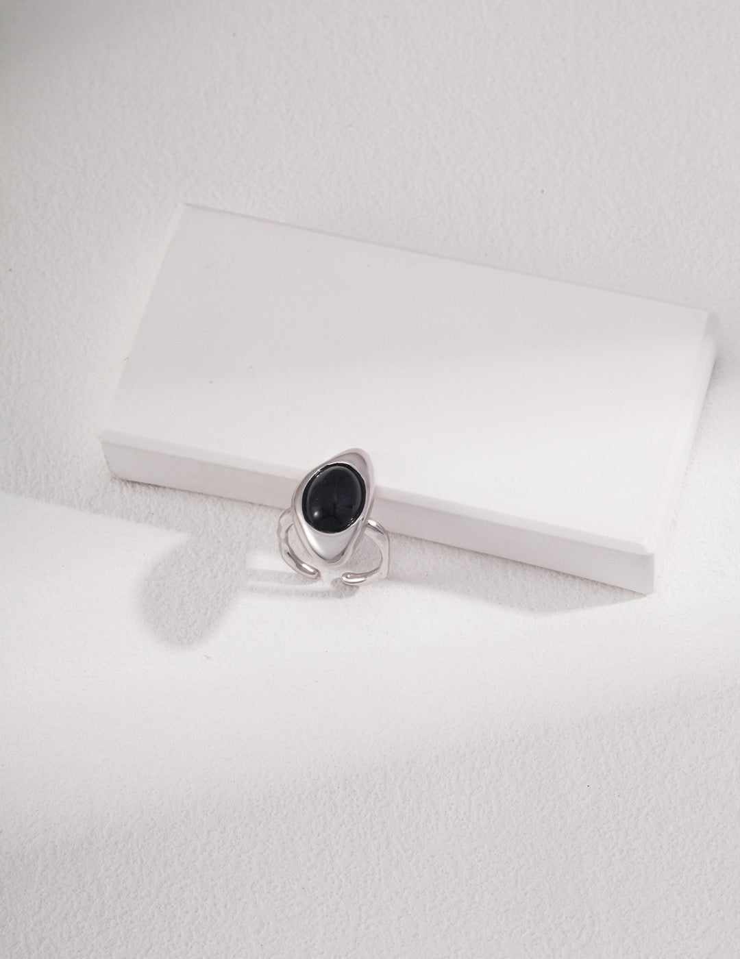 Black Agate Gemstone and Gold Ring - S925 Sterling Silver with 18K Gold Vermeil - a symbol of resilience and inner strength