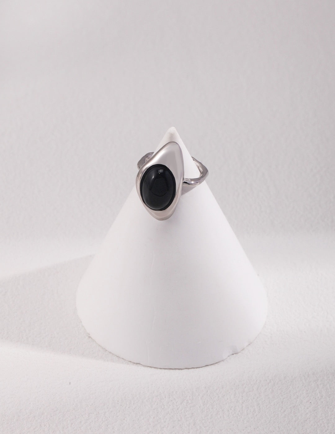 Black Agate Gemstone and Gold Ring -  S925 Sterling Silver with 18K Gold Vermeil  - a symbol of resilience and inner strength