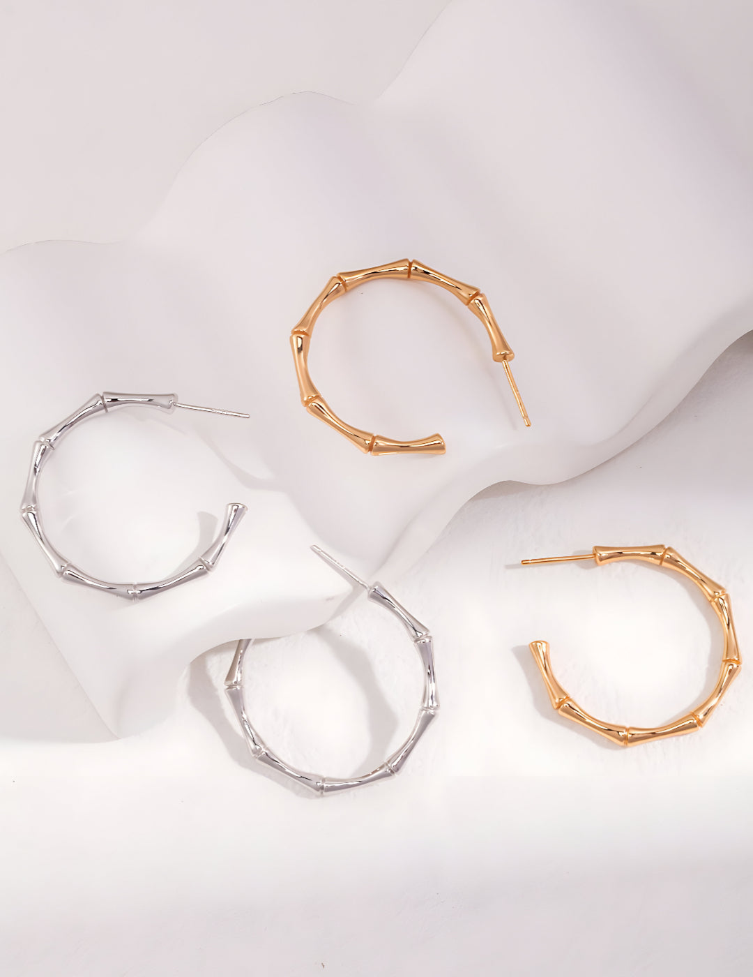 Crafted with love, this necklace features a beautiful Bamboo Knot design - Hoop Earrings - S925 Sterling Silver with 18K Gold Vermeil - Graceful Orchid Elegance - Timeless design and radiant charm are perfect for any occasion