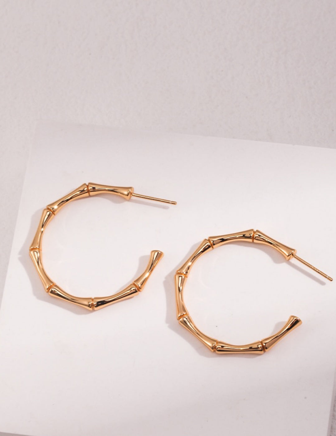 Crafted with love, this necklace features a beautiful Bamboo Knot design - Hoop Earrings - S925 Sterling Silver with 18K Gold Vermeil - Graceful Orchid Elegance - Timeless design and radiant charm are perfect for any occasion