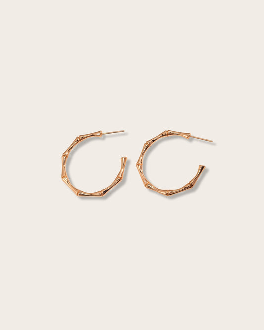 Crafted with love, this necklace features a beautiful Bamboo Knot design - Hoop Earrings - S925 Sterling Silver with 18K Gold Vermeil -  Graceful Orchid Elegance - Timeless design and radiant charm are perfect for any occasion