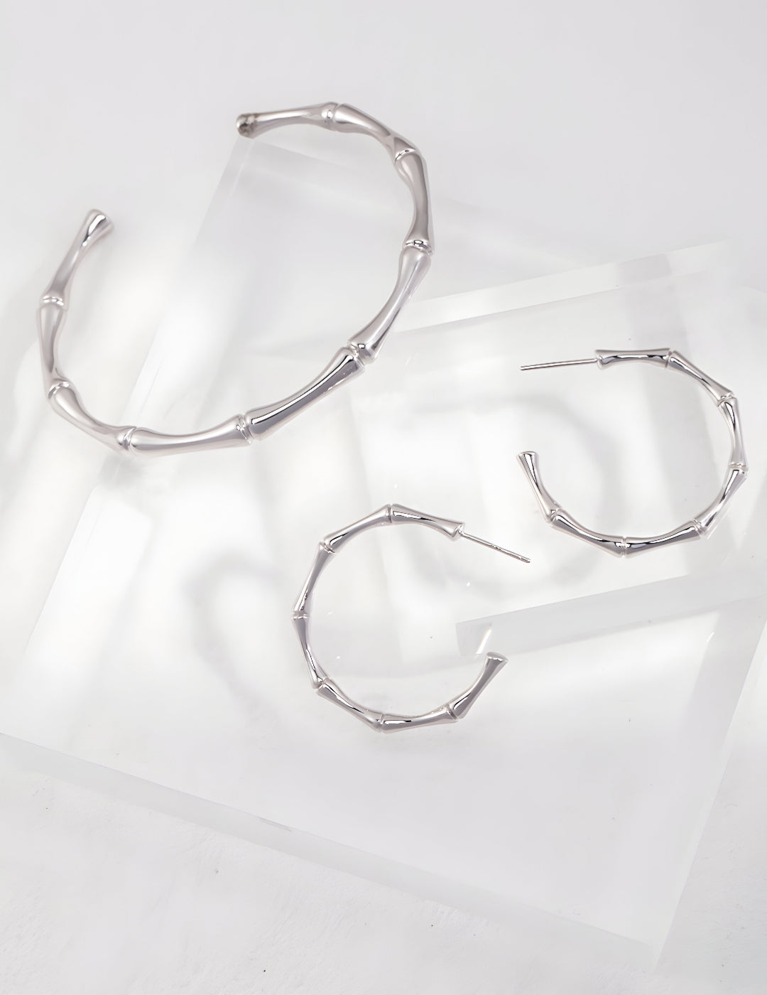 Crafted with love, this necklace features a beautiful Bamboo Knot design - Hoop Earrings - S925 Sterling Silver with 18K Gold Vermeil -  Graceful Orchid Elegance - Timeless design and radiant charm are perfect for any occasion