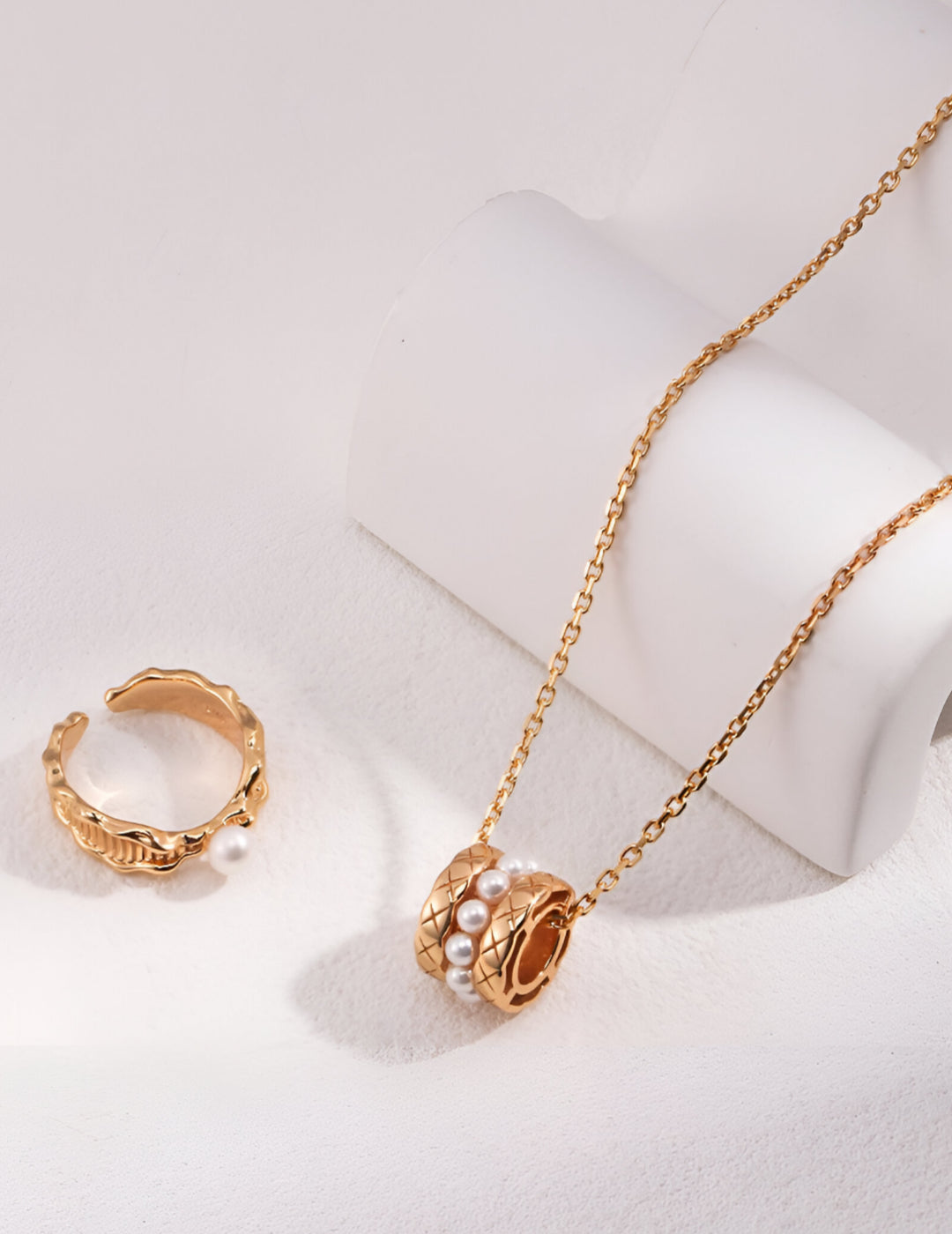 Timeless Grace Necklace Enhanced with Delicate Pearls - S925 Sterling Silver with 18K Gold Vermeil - Pearl Luminance - Pearlescent Wholeness
