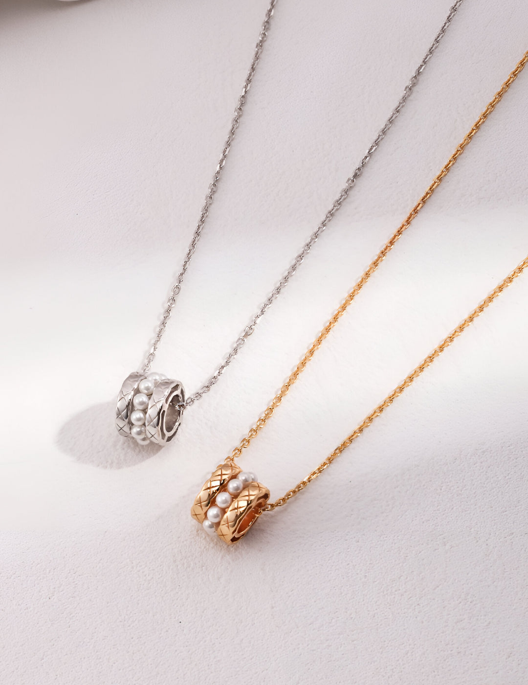Timeless Grace Necklace Enhanced with Delicate Pearls - S925 Sterling Silver with 18K Gold Vermeil - Pearl Luminance - Pearlescent Wholeness