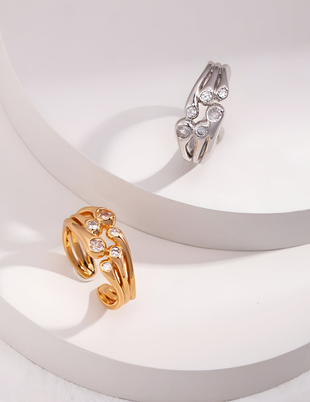 Gold and Silver Ring - Embedded with Shining Sparkling Zircon - S925 Sterling Silver with 18K Gold Vermeil  - Embrace your Inner Glamorous and Brilliance