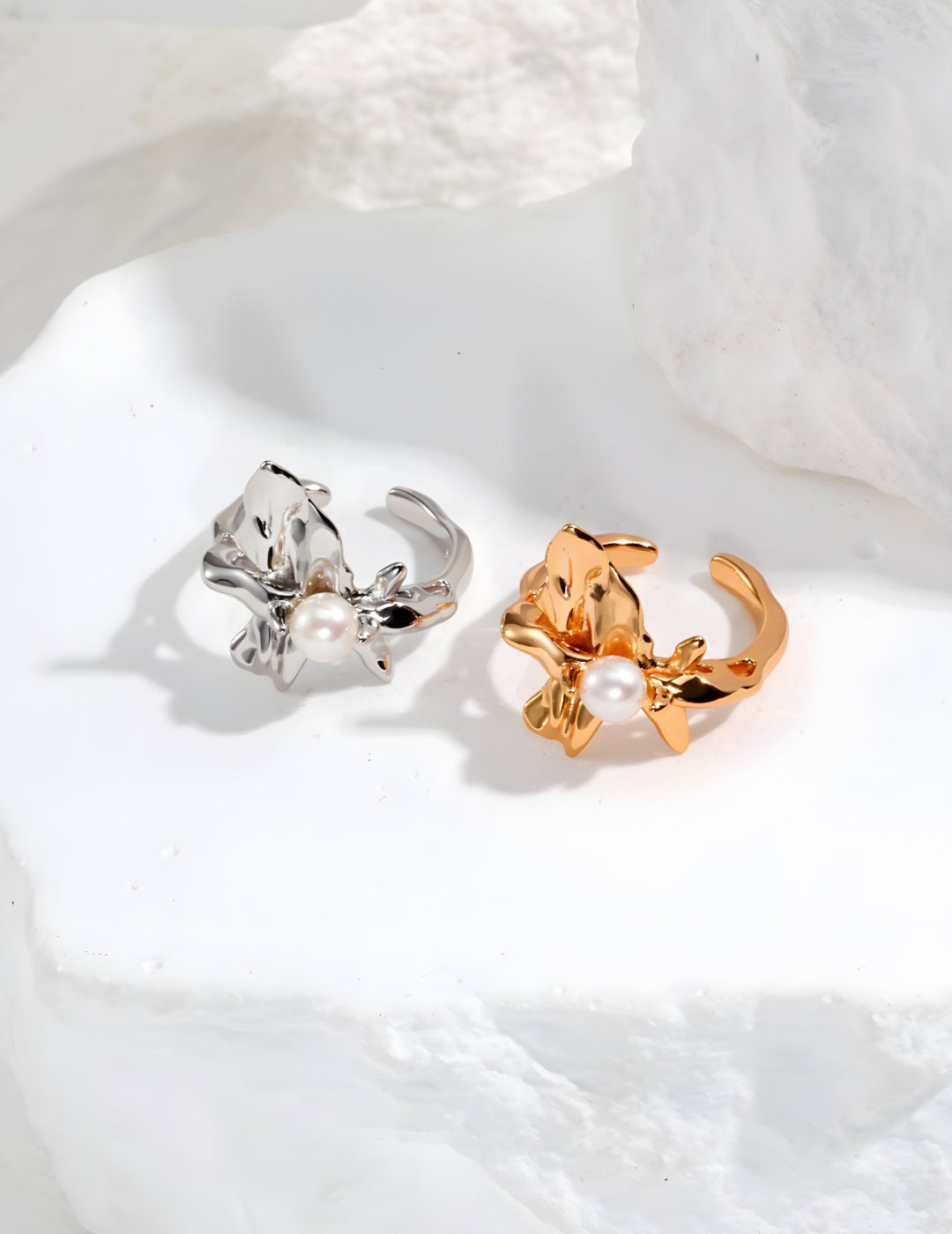 Organic Beauty Pearl Earrings - S925 Sterling Silver with 18K Gold Vermeil  - Pearl Luminance - Radiate a timeless glow that complements any outfit