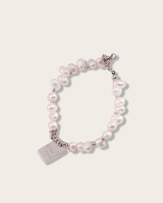 Pearl Bracelet for good fortune - S925 Sterling Silver with18K Gold Vermeil  - Pearl Luminance - Embrace luck on your wrist with intricately designed charms that make everyday magical