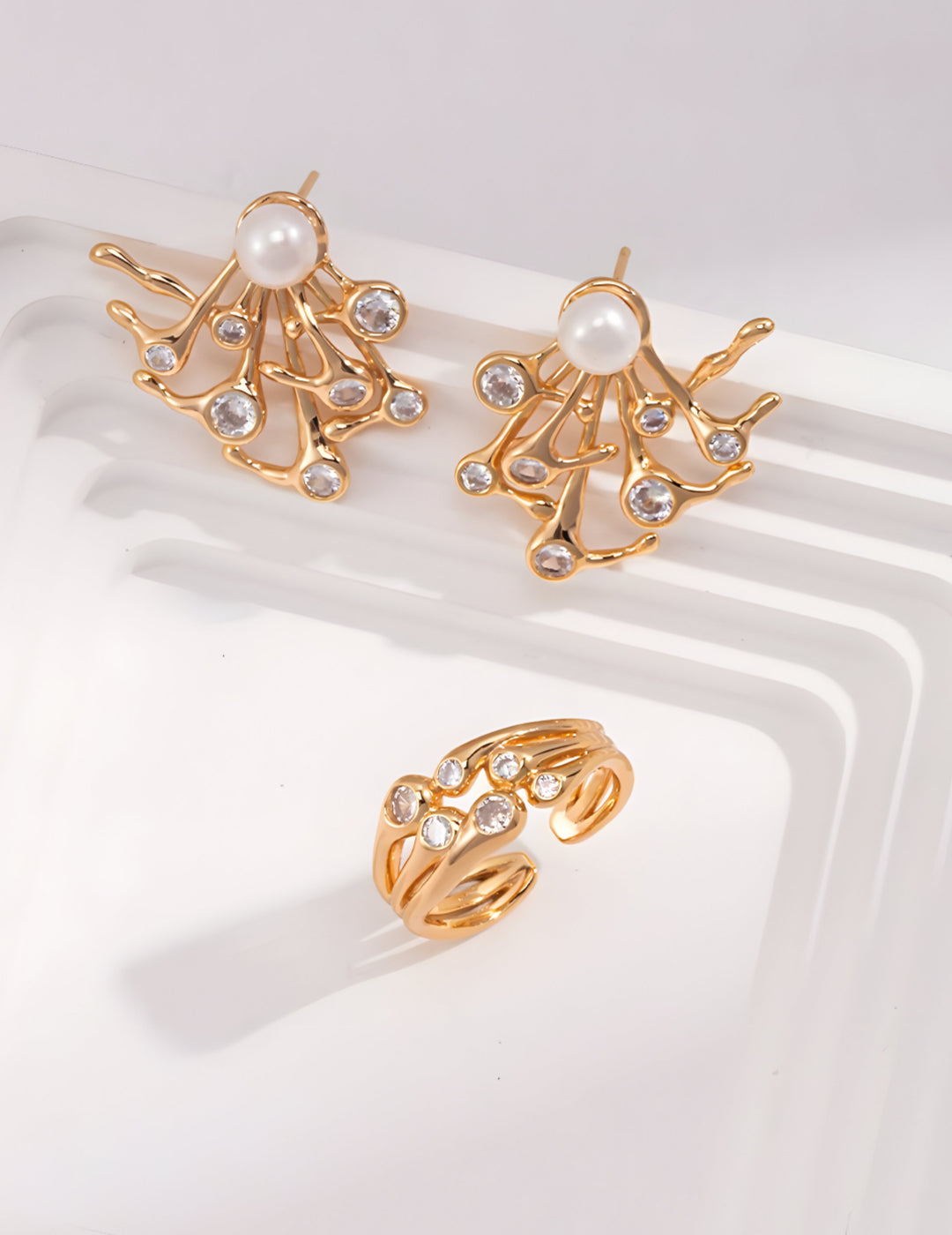 Gold and Silver Ring - Embedded with Shining Sparkling Zircon - S925 Sterling Silver with 18K Gold Vermeil  - Embrace your Inner Glamorous and Brilliance