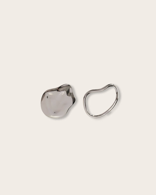 Earrings showcase a striking negative vs positive space design - Elevate your style with Balance in Asymmetry Earrings and embrace the art of unconventional elegance  - S925 Sterling Silver