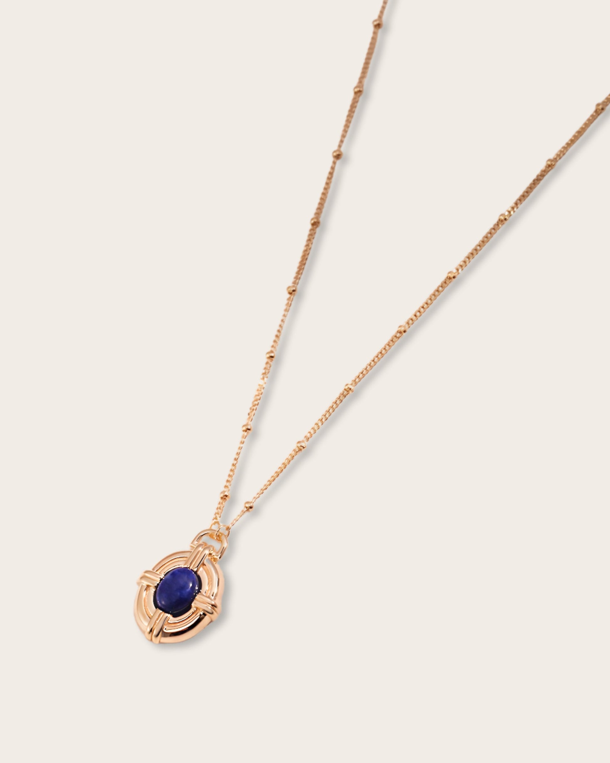 Lustrous Blue Lapis Lazuli Necklace - S925 Sterling Silver with 18K Gold Vermeil - Natural Blue Lapis Lazuli