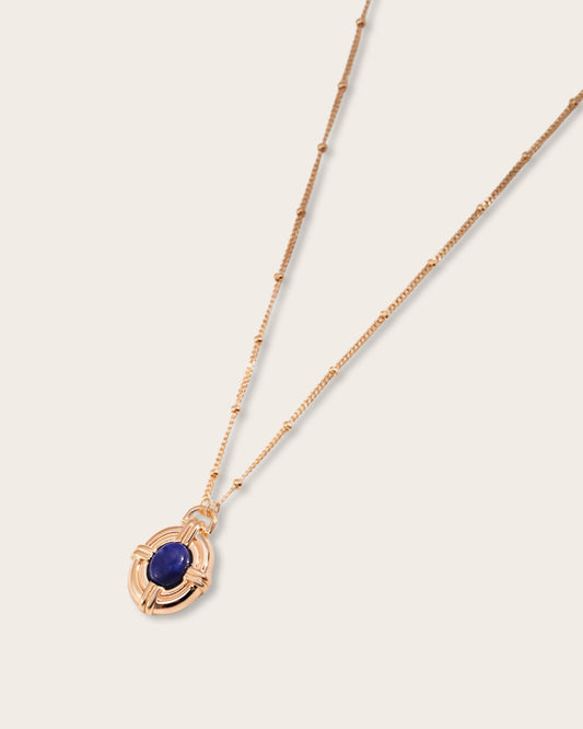 Lustrous Blue Lapis Lazuli Necklace - S925 Sterling Silver with 18K Gold Vermeil - Natural Blue Lapis Lazuli