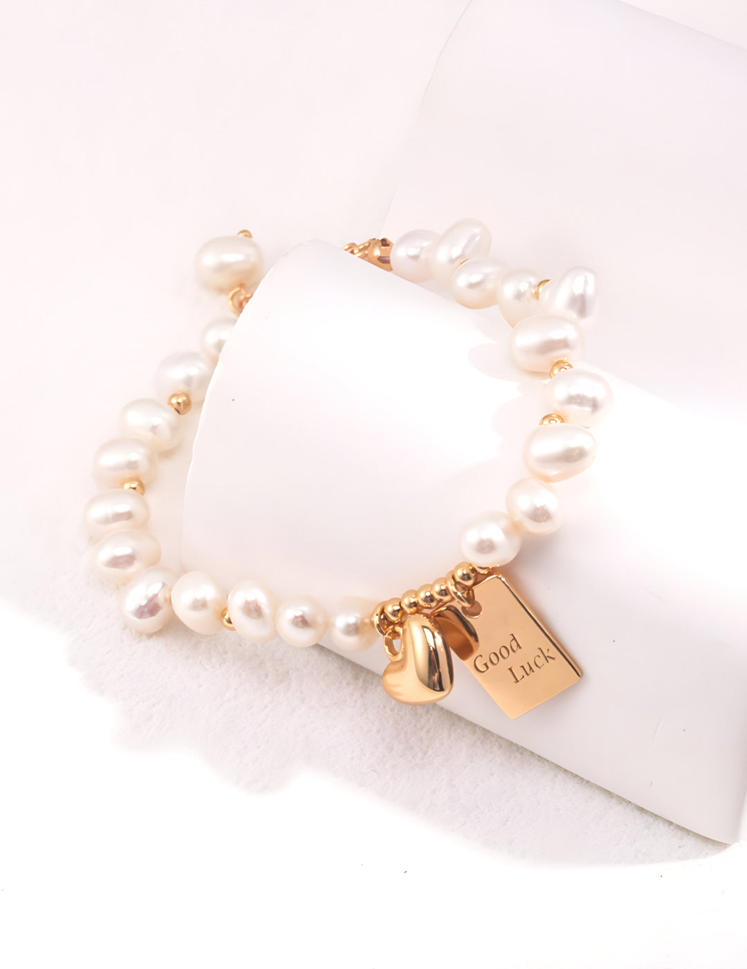 Pearl Bracelet for good fortune - S925 Sterling Silver with18K Gold Vermeil - Pearl Luminance - Embrace luck on your wrist with intricately designed charms that make everyday magical