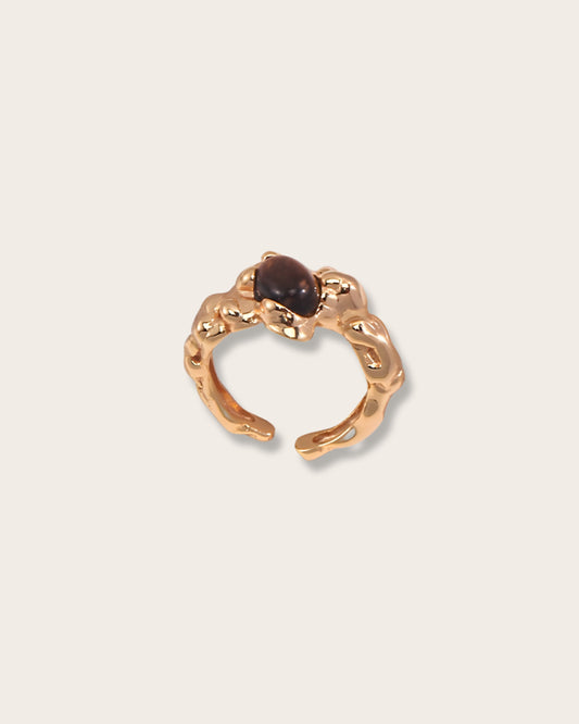 Luxe Ring  - S925 sterling pure silver - 18K Gold Vermeil-   Pearl Luminance - adorned with majestic Tiger's Eye gemstones that capture every gaze - Elevate your style with a touch of exotic allure. Embrace beauty and confidence, effortlessly