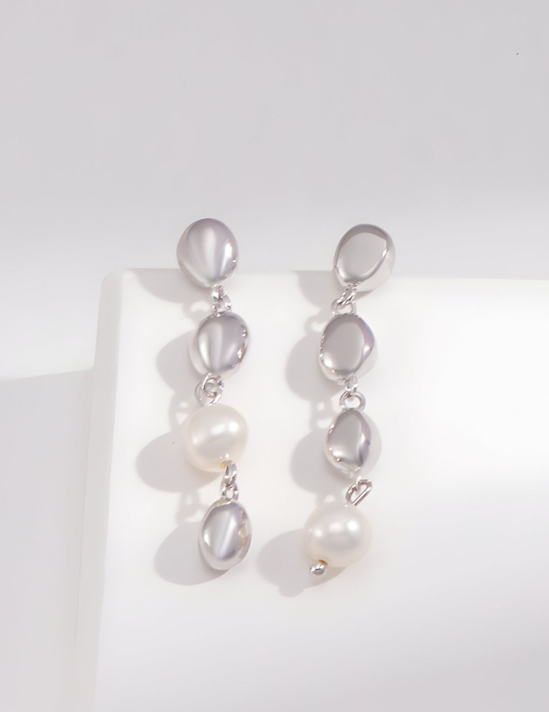 A symbol of interconnected beauty and harmonious rhythm elegance earrings - S925 Sterling Silver with 18K Gold Vermeil- Pearl Luminance -  timeless design and impeccable craftsmanship