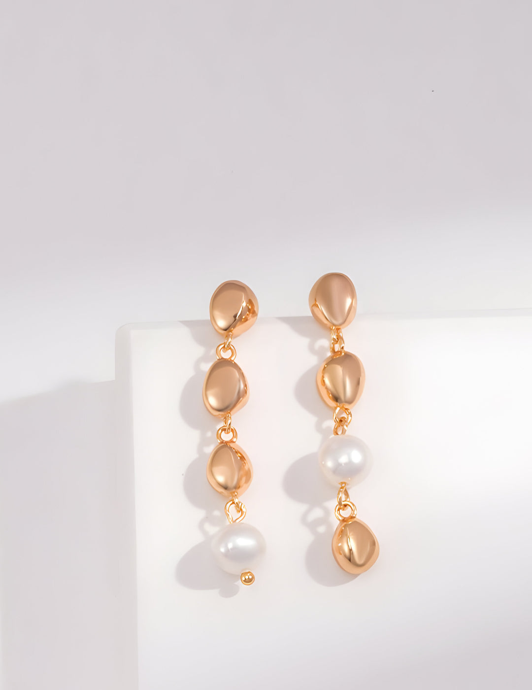 A symbol of interconnected beauty and harmonious rhythm elegance earrings - S925 Sterling Silver with 18K Gold Vermeil- Pearl Luminance -  timeless design and impeccable craftsmanship